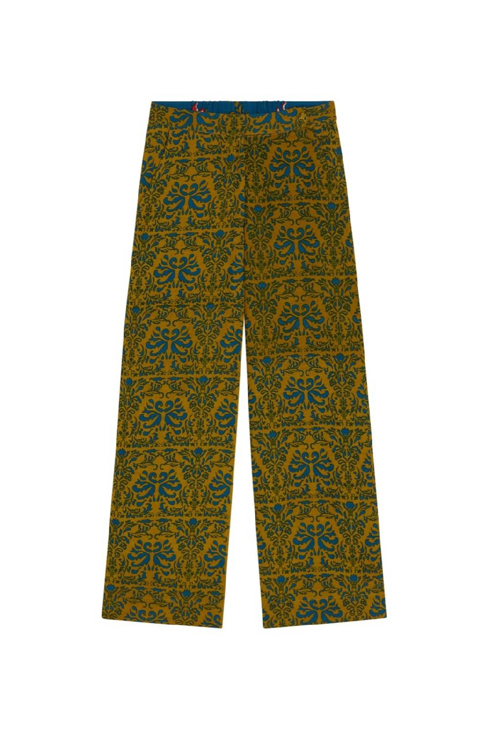 Lisa Corti Pantalone Myanmar Tangeri Damask Olive Green