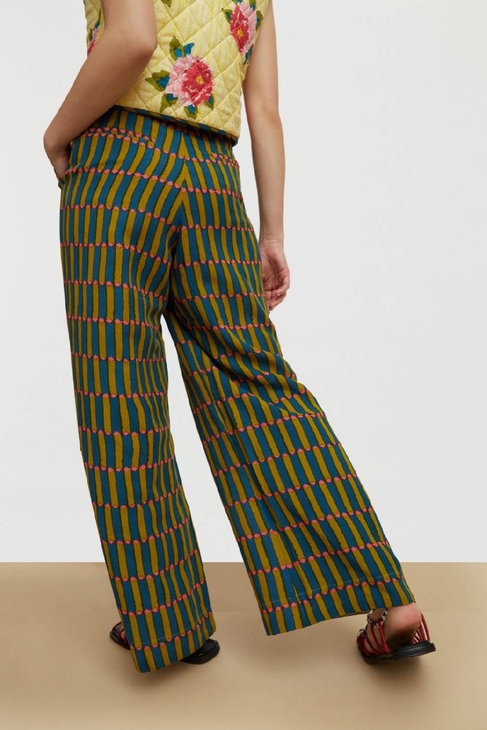 Lisa Corti Pantalone Theresa Diamnod Stripes Acid Green