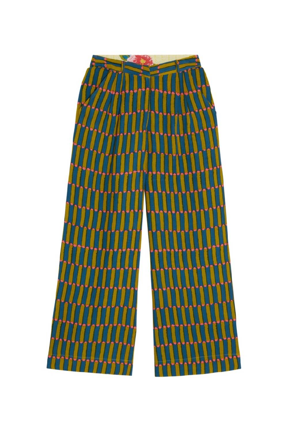 Lisa Corti Pantalone Theresa Diamnod Stripes Acid Green