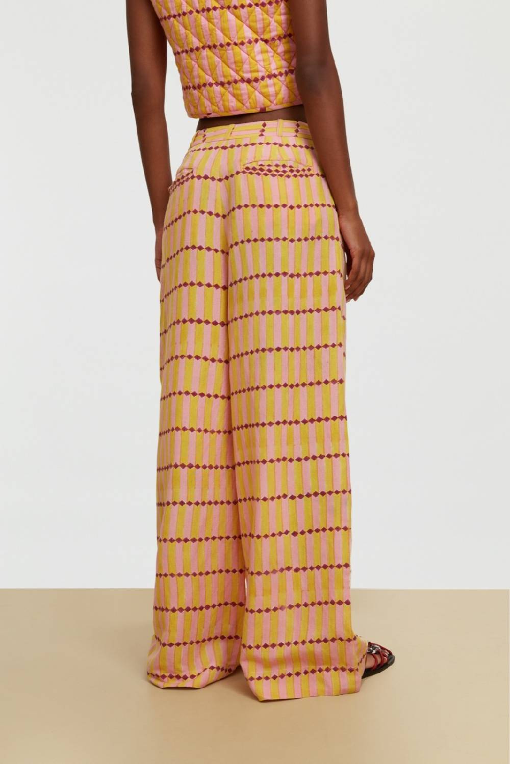 Lisa Corti Pantalone Theresa Diamond Stripes Light Yellow