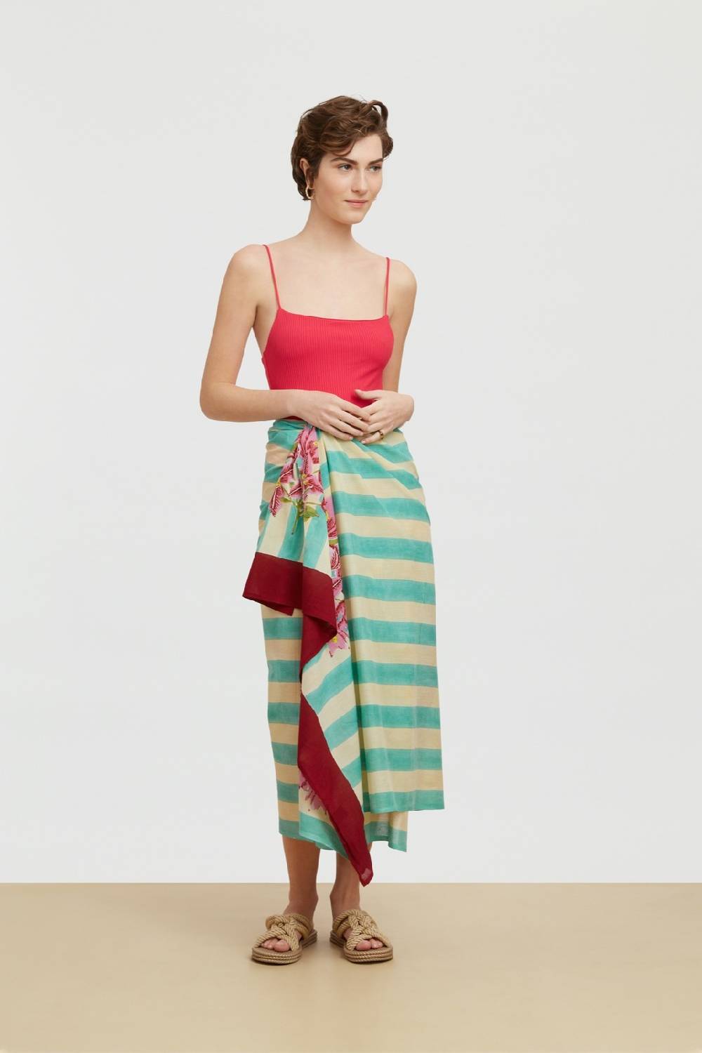 Lisa Corti pareo issimo x lisa corti bouganville stripes white veronese