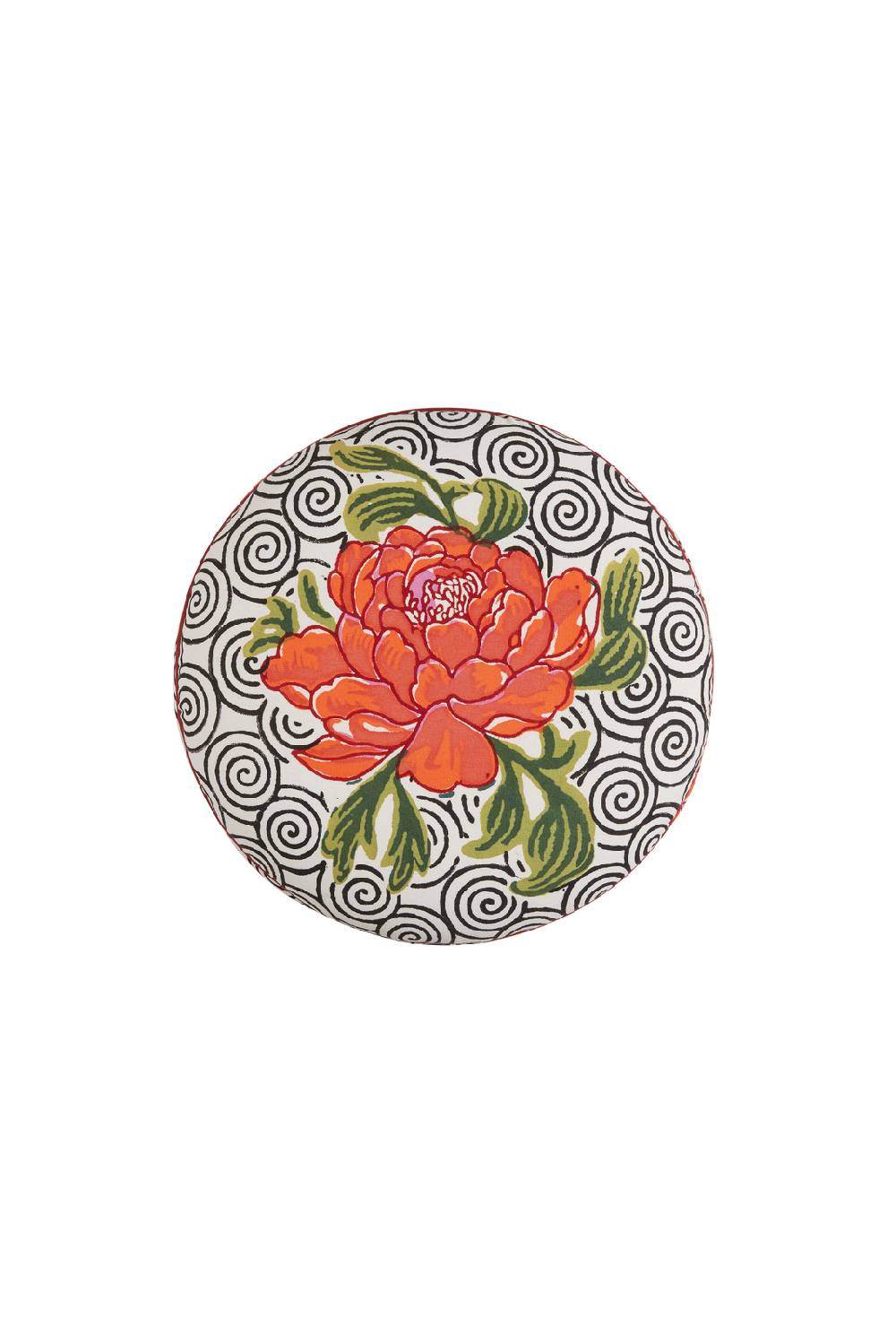 Lisa Corti Pouf Camelia Black Stripes Maroon Orange