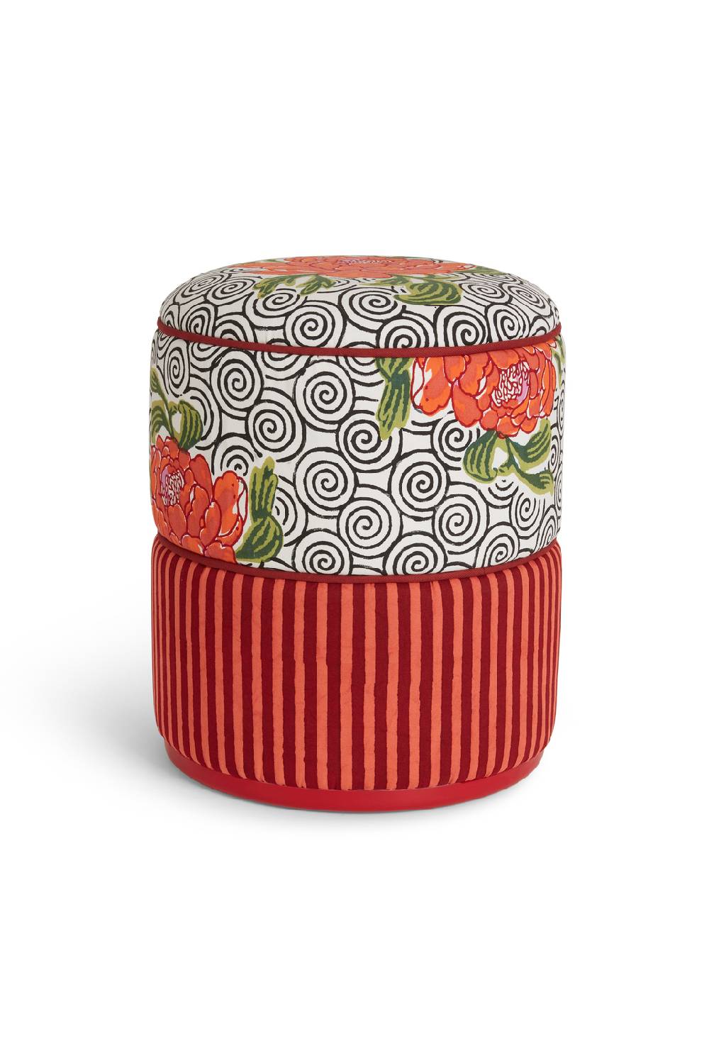 Lisa Corti pouf camelia black stripes maroon orange