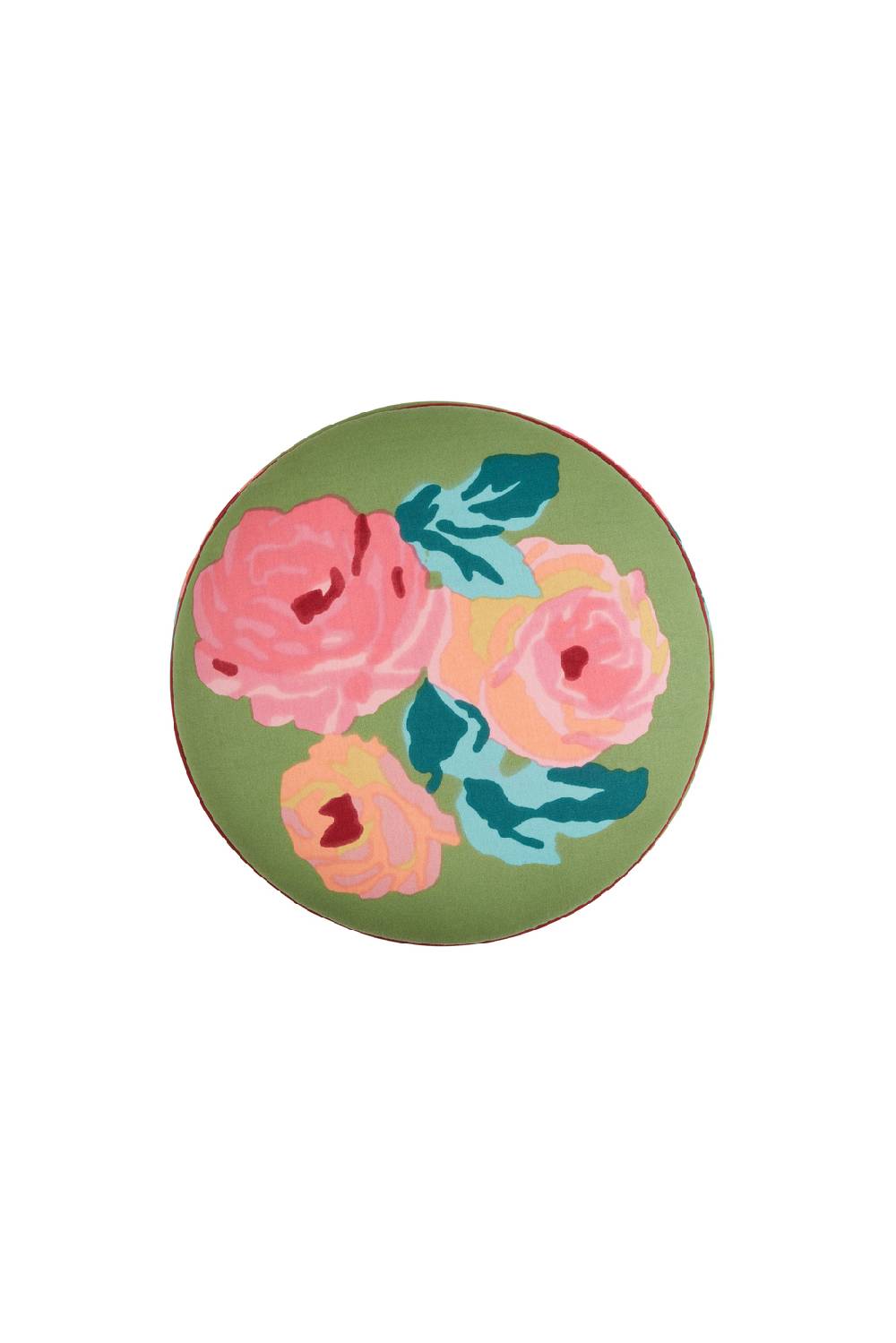 Lisa Corti Pouf Nizam Acid Green Stripes Old Pink Rust