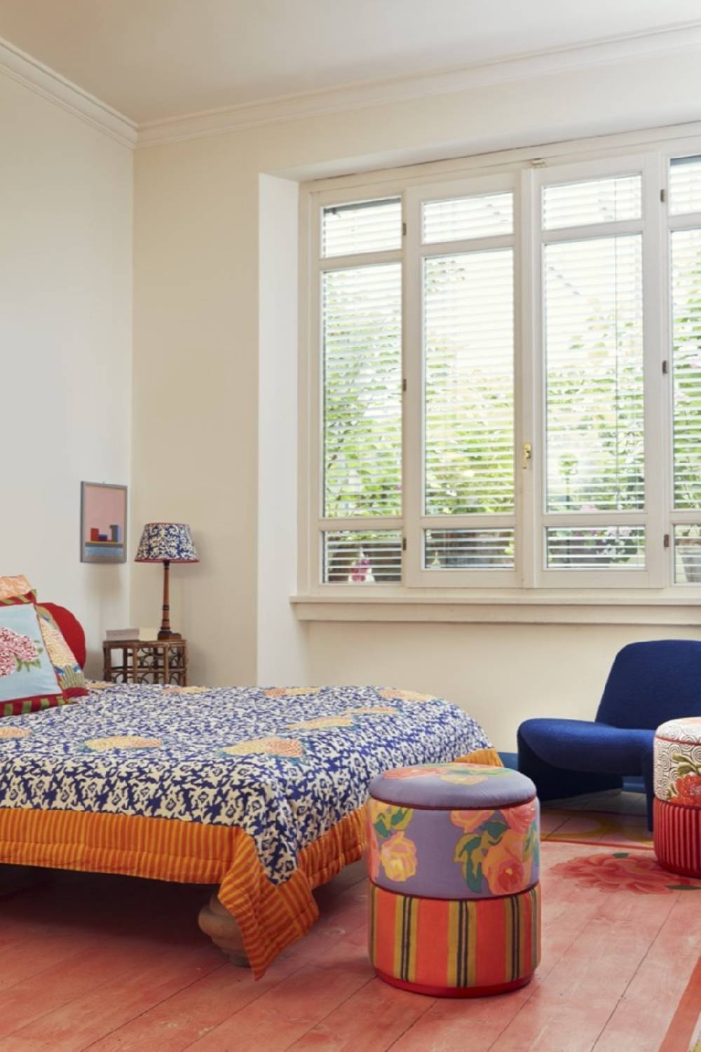 Lisa Corti Pouf Nizam Grey Stripes Red Black Acid Green