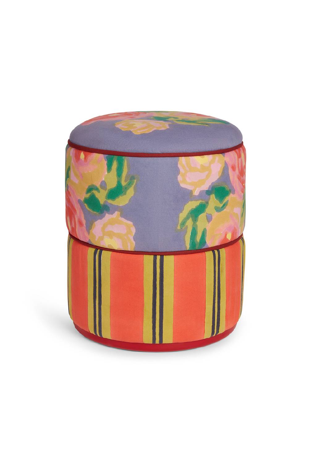 Lisa Corti pouf nizam grey stripes red black acid green