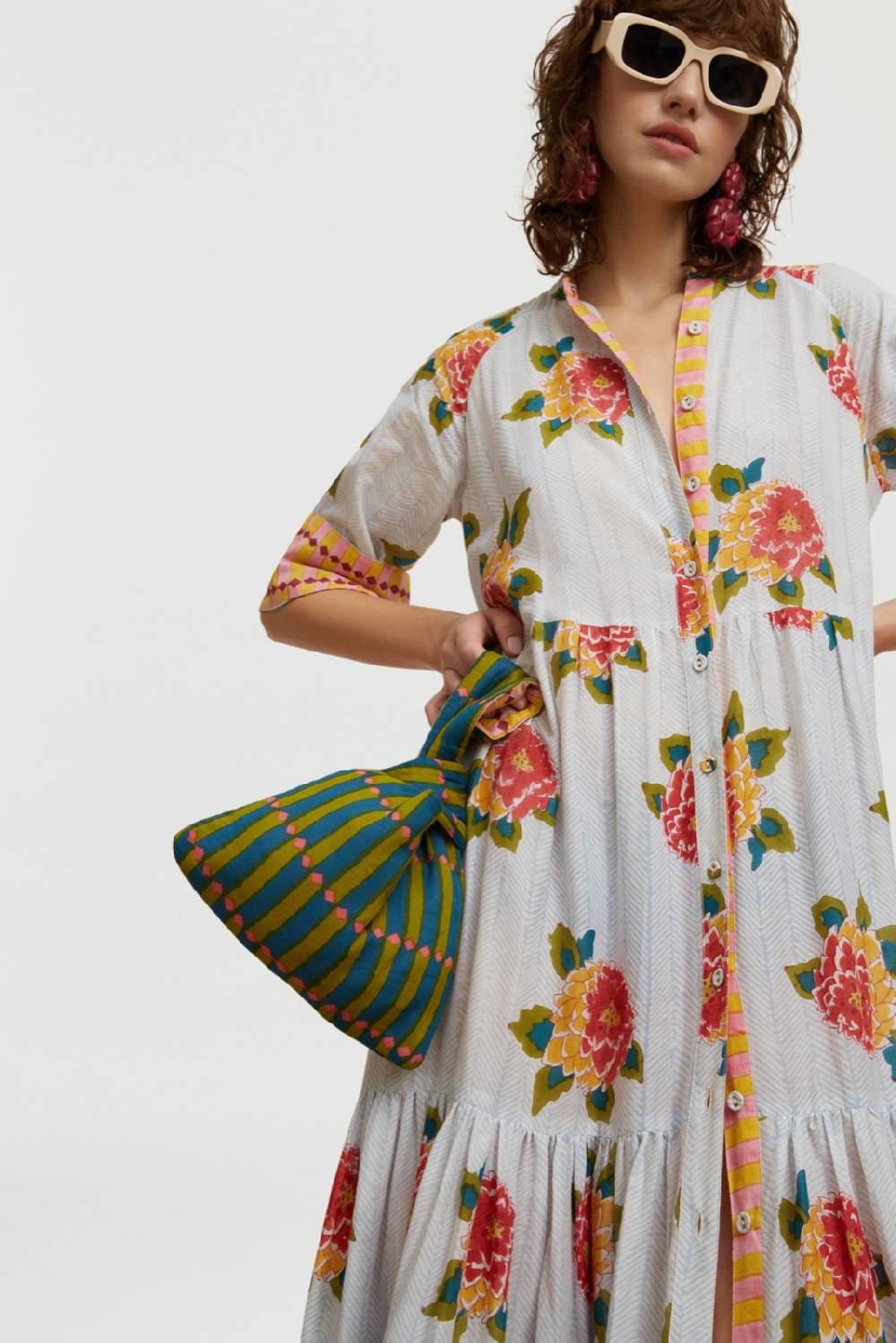 Lisa Corti Reversibile Borsa Knot Diamond Stripes Multicolor