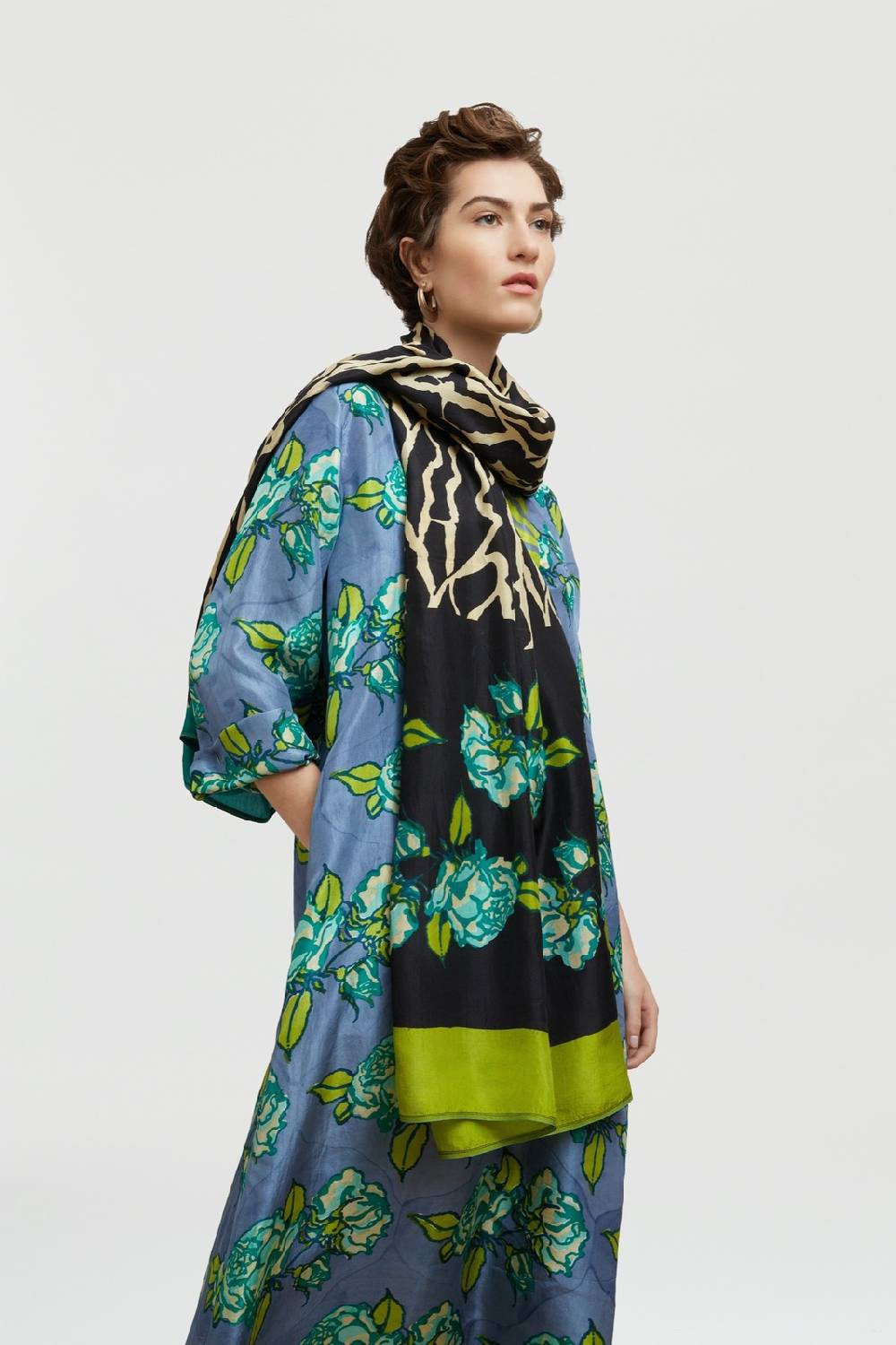 Lisa Corti Scialle Seta 100x200cm Butterfly Wing Black