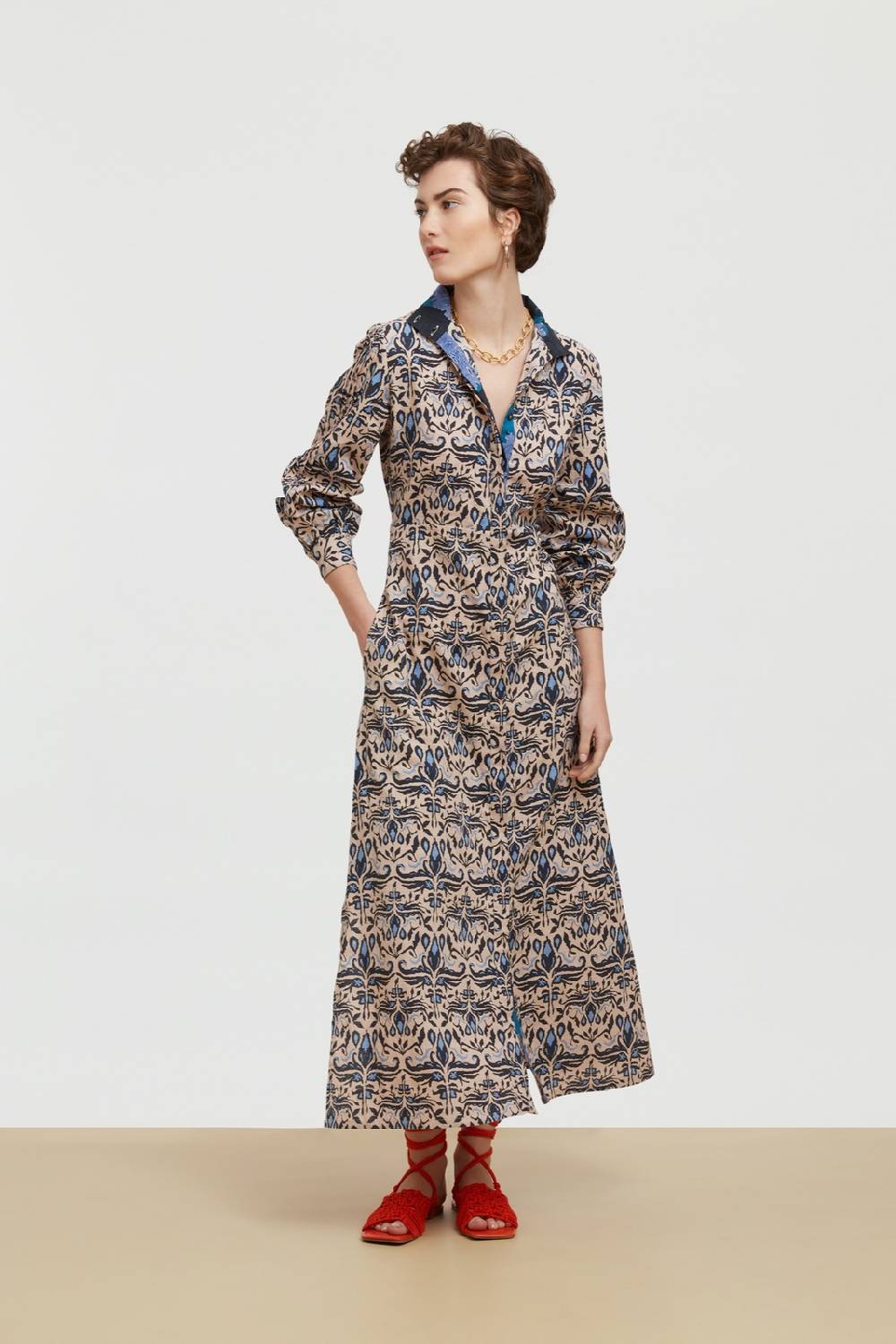 Lisa Corti Soprabito Trapeze Abhanery Damasque Black