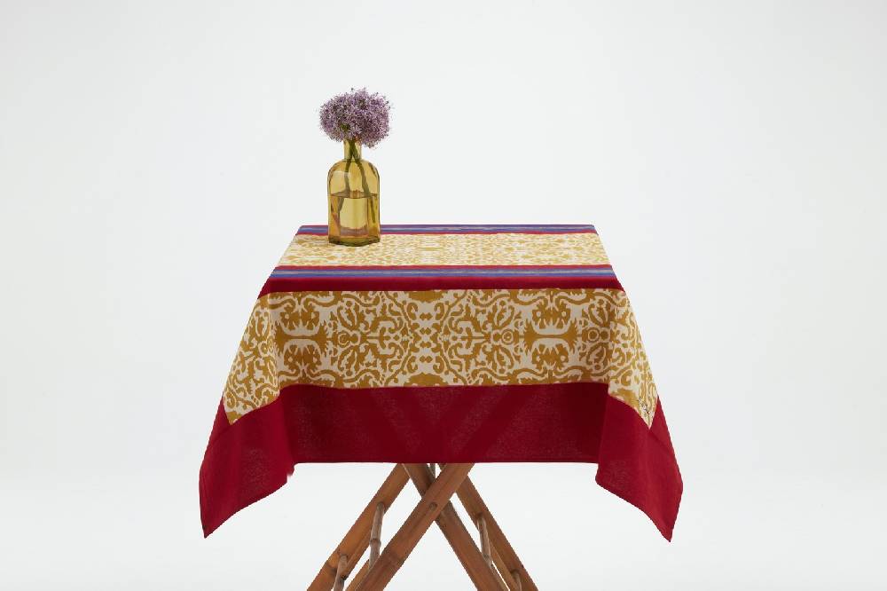 Lisa Corti Telo Cotone 110x110cm Damask Stripes Chutney