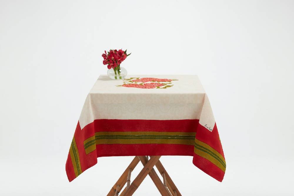 Lisa Corti Telo Cotone 110x110cm Leopard Bouquet Red