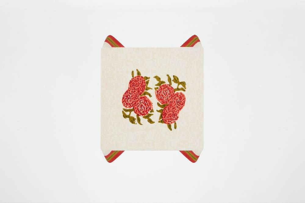 Lisa Corti Telo Cotone 110x110cm Leopard Bouquet Red