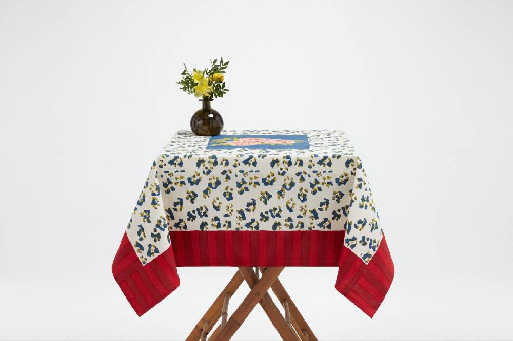 Lisa Corti Telo Cotone 110x110cm Leopard Stripes Dark Blue