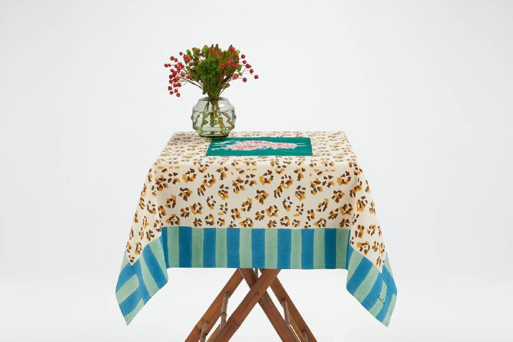 Lisa Corti Telo Cotone 110x110cm Leopard Stripes Green