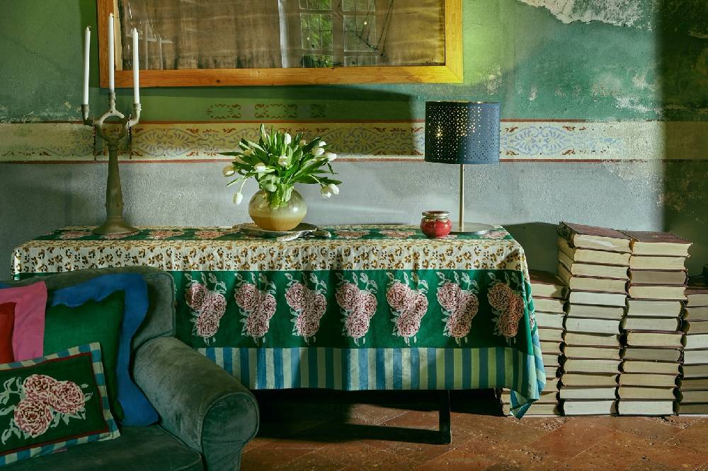 Lisa Corti Telo Cotone 110x110cm Leopard Stripes Green