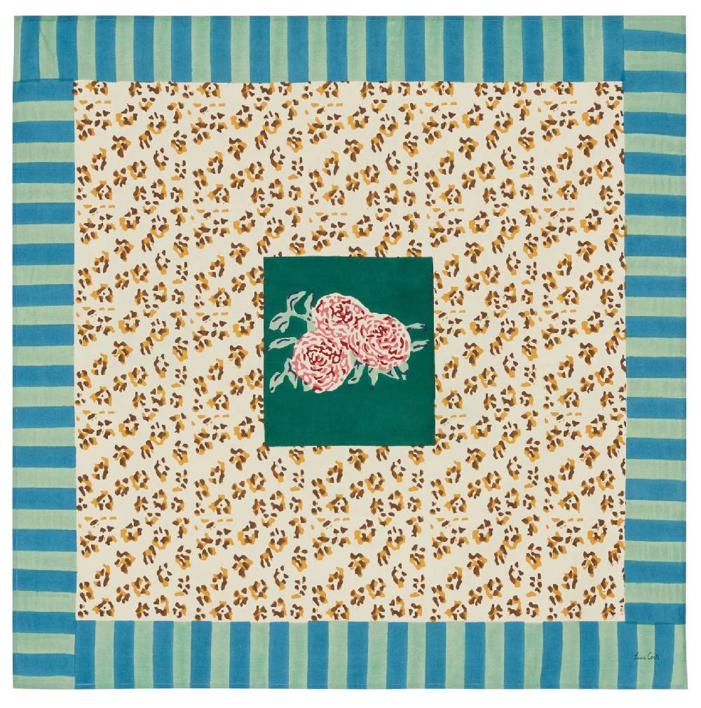 Lisa Corti Telo Cotone 110x110cm Leopard Stripes Green