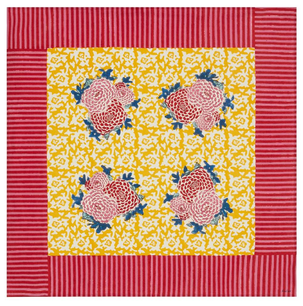 Lisa Corti telo cotone 110x110cm lisa corti x la minervetta arabesque corolla gold natural