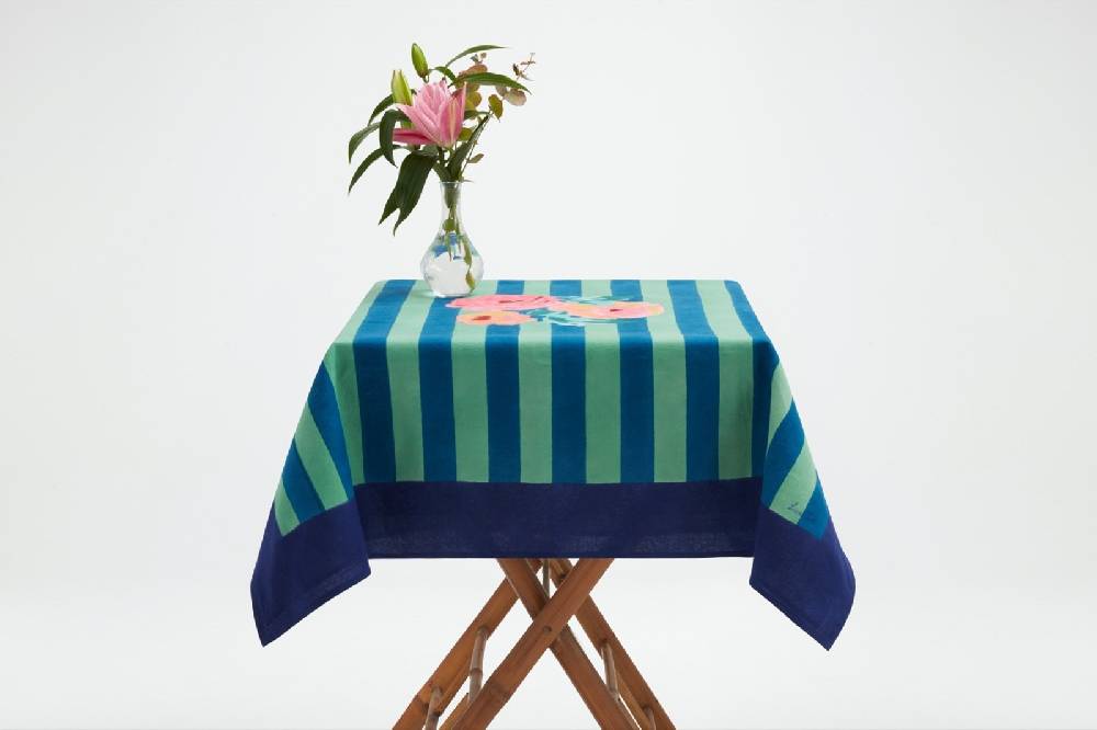 Lisa Corti Telo Cotone 110x110cm Nizam Stripes Blue Green