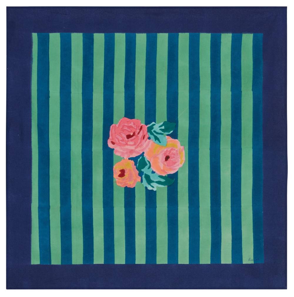 Lisa Corti telo cotone 110x110cm nizam stripes blue green