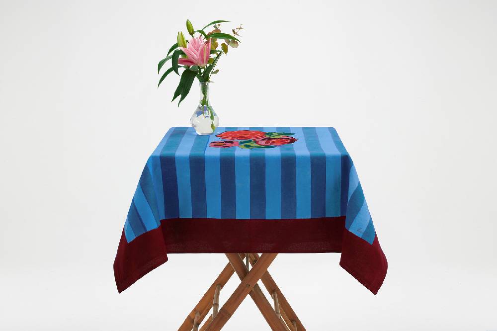 Lisa Corti Telo Cotone 110x110cm Nizam Stripes Ferozi Sugar