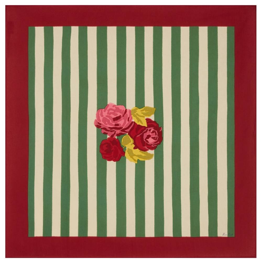 Lisa Corti telo cotone 110x110cm nizam stripes green natural