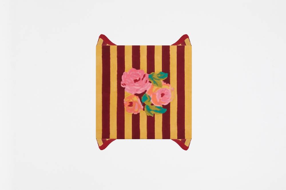 Lisa Corti Telo Cotone 110x110cm Nizam Stripes Mustard Maroon