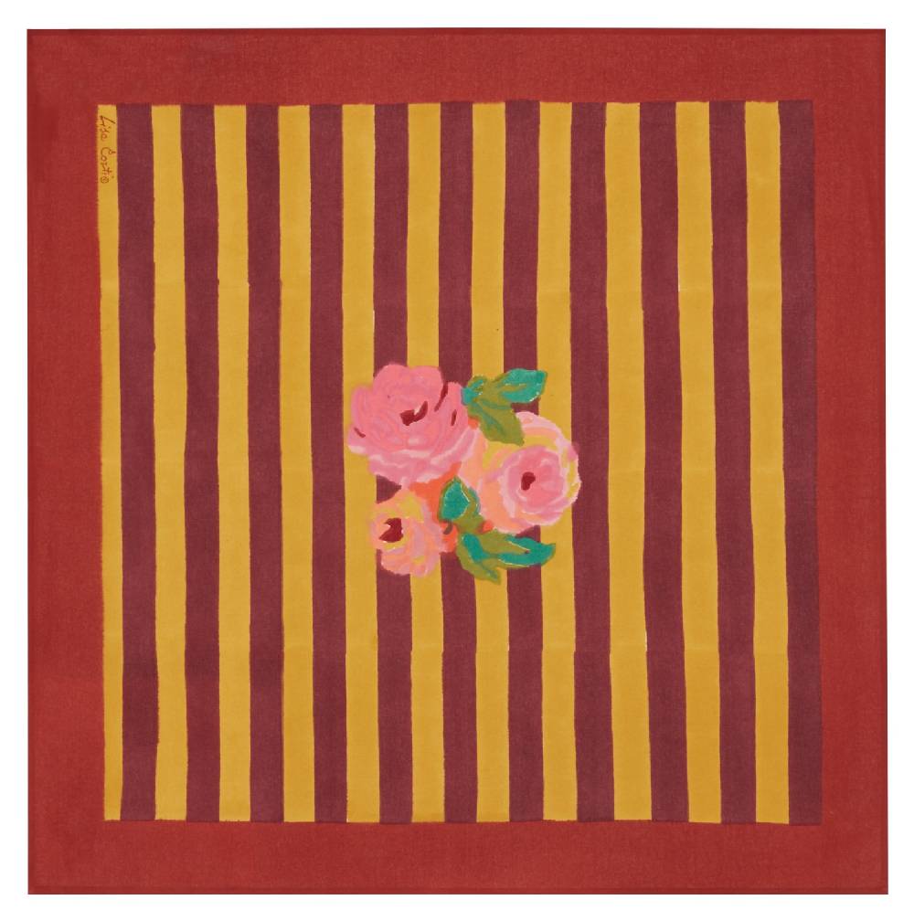 Lisa Corti telo cotone 110x110cm nizam stripes mustard maroon