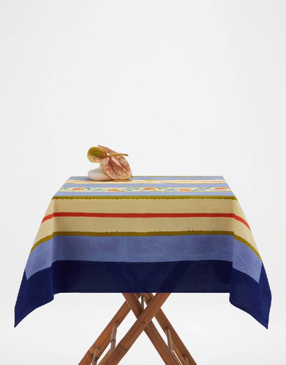 Lisa Corti Telo Cotone 110x110cm Varanasi Stripes Pervinch