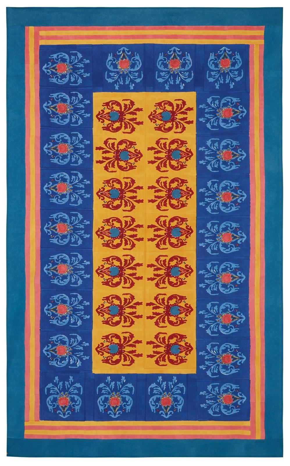 Lisa Corti telo cotone 140x240cm brocade royal blue