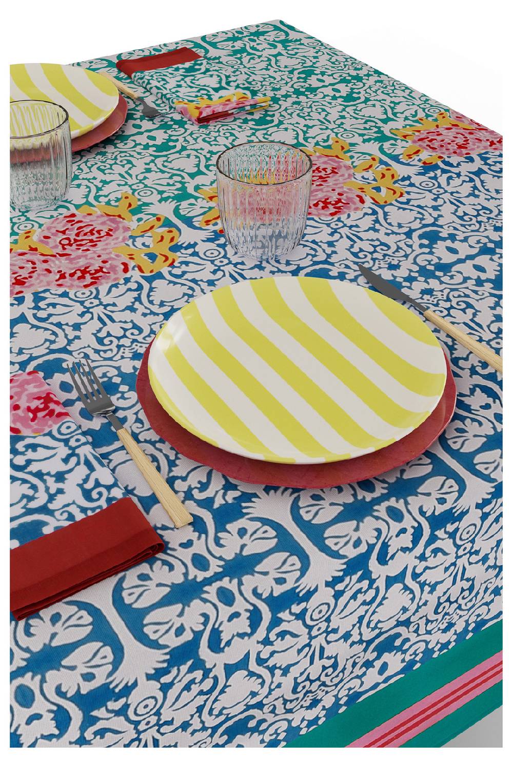 Lisa Corti Telo Cotone 140x240cm Dam Dam Veronese Blue