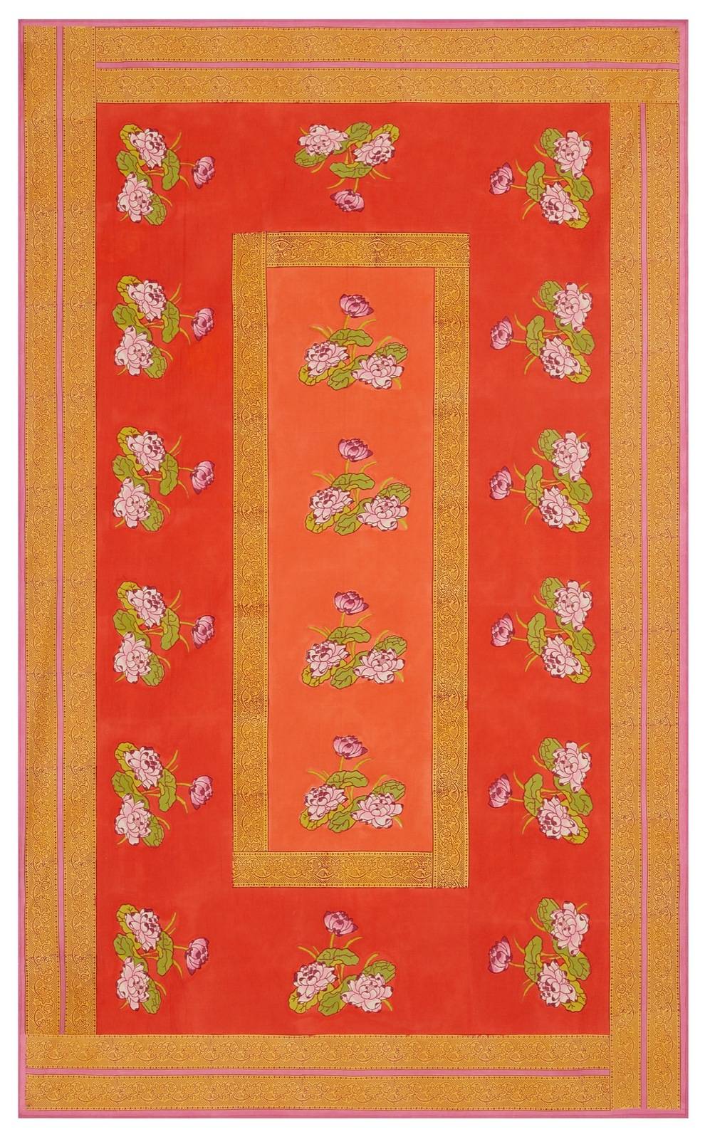 Lisa Corti telo cotone 140x240cm tea flower red orange