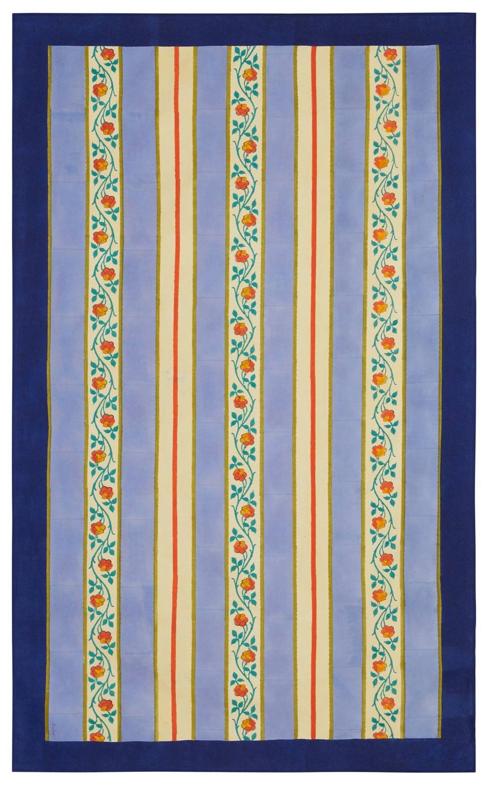 Lisa Corti telo cotone 140x240cm varanasi stripes pervinch
