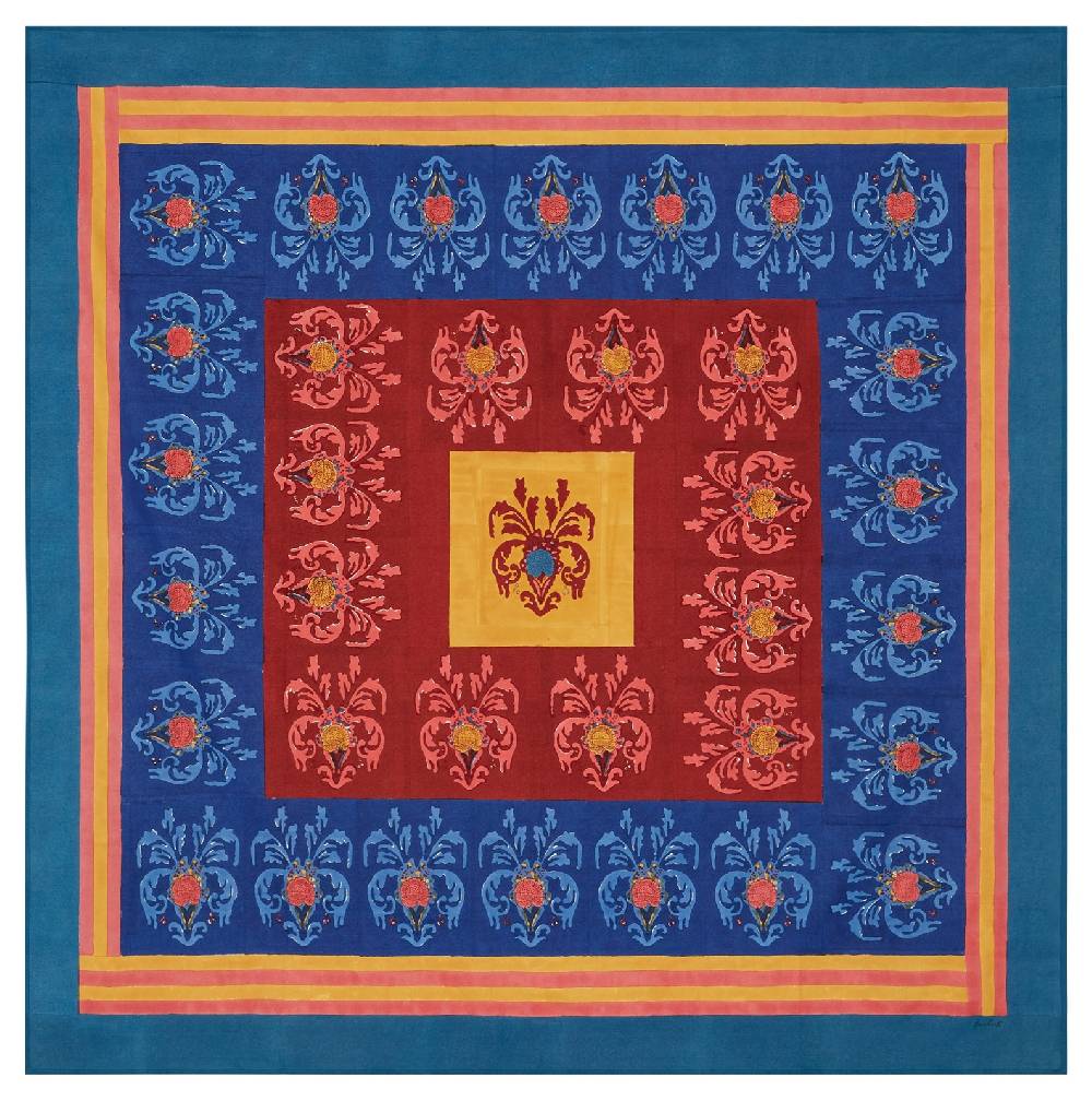 Lisa Corti telo cotone 180x180cm brocade royal blue