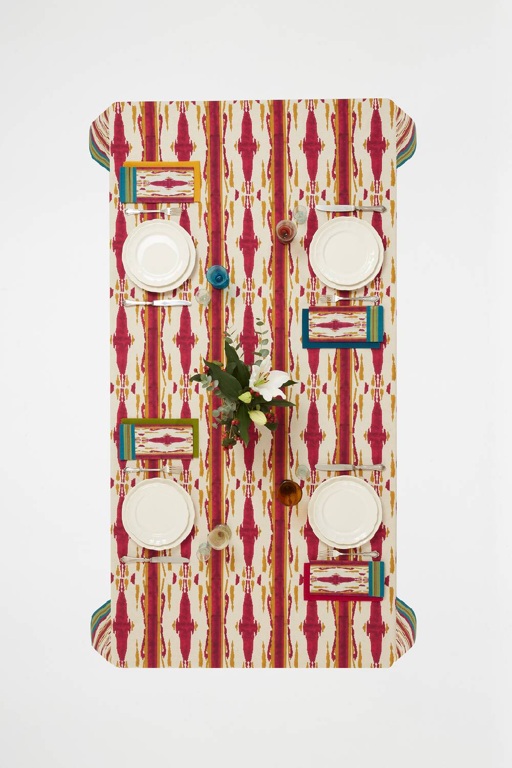 Lisa Corti Telo Cotone 180x180cm Flame Aubergine Gold