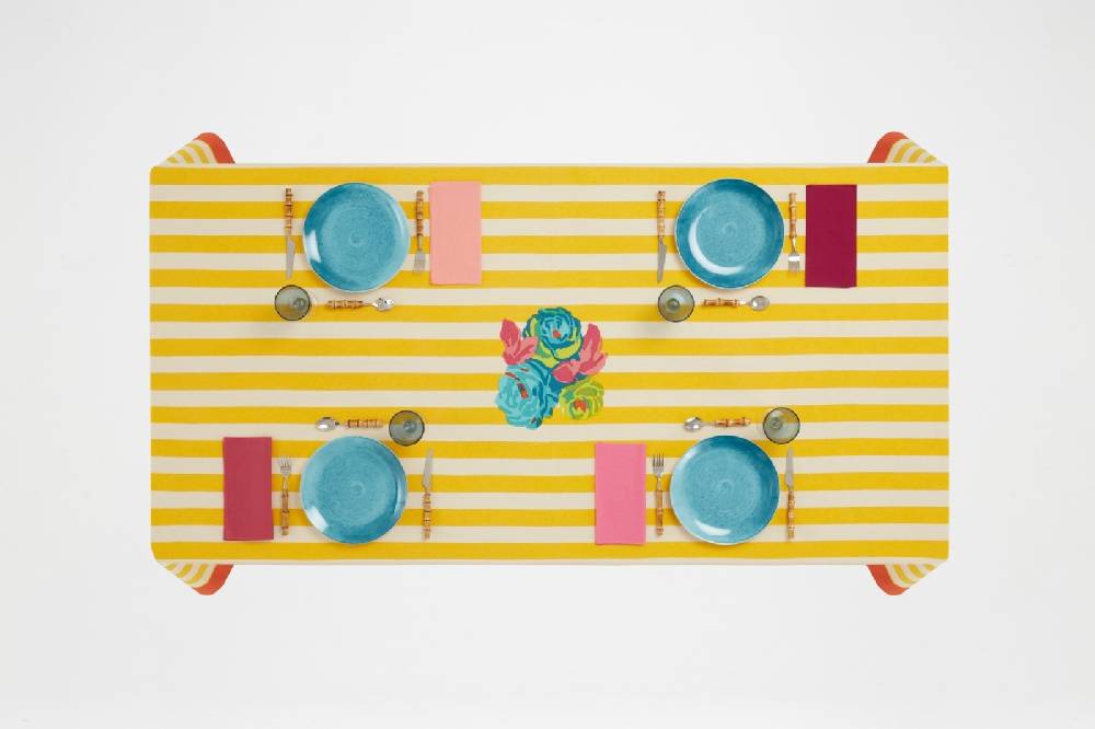 Lisa Corti Telo Cotone 180x180cm La Veste X Lisa Corti Nizam Stripes Sun Yellow Natural