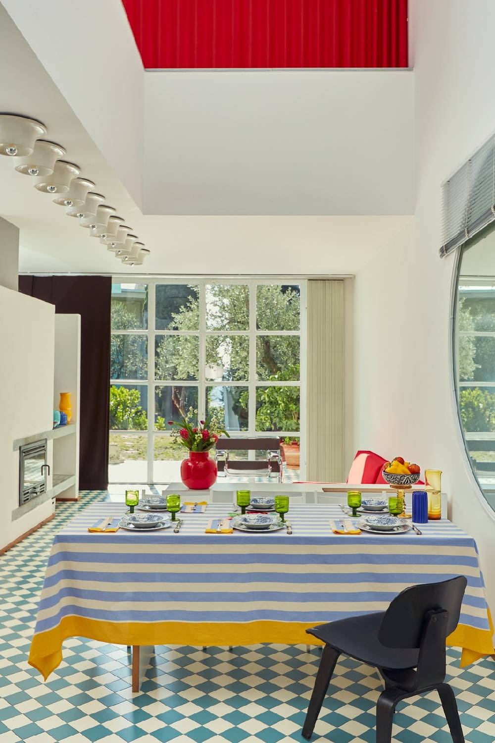 Lisa Corti Telo Cotone 180x180cm La Veste X Lisa Corti Nizam Stripes Light Blue Natural