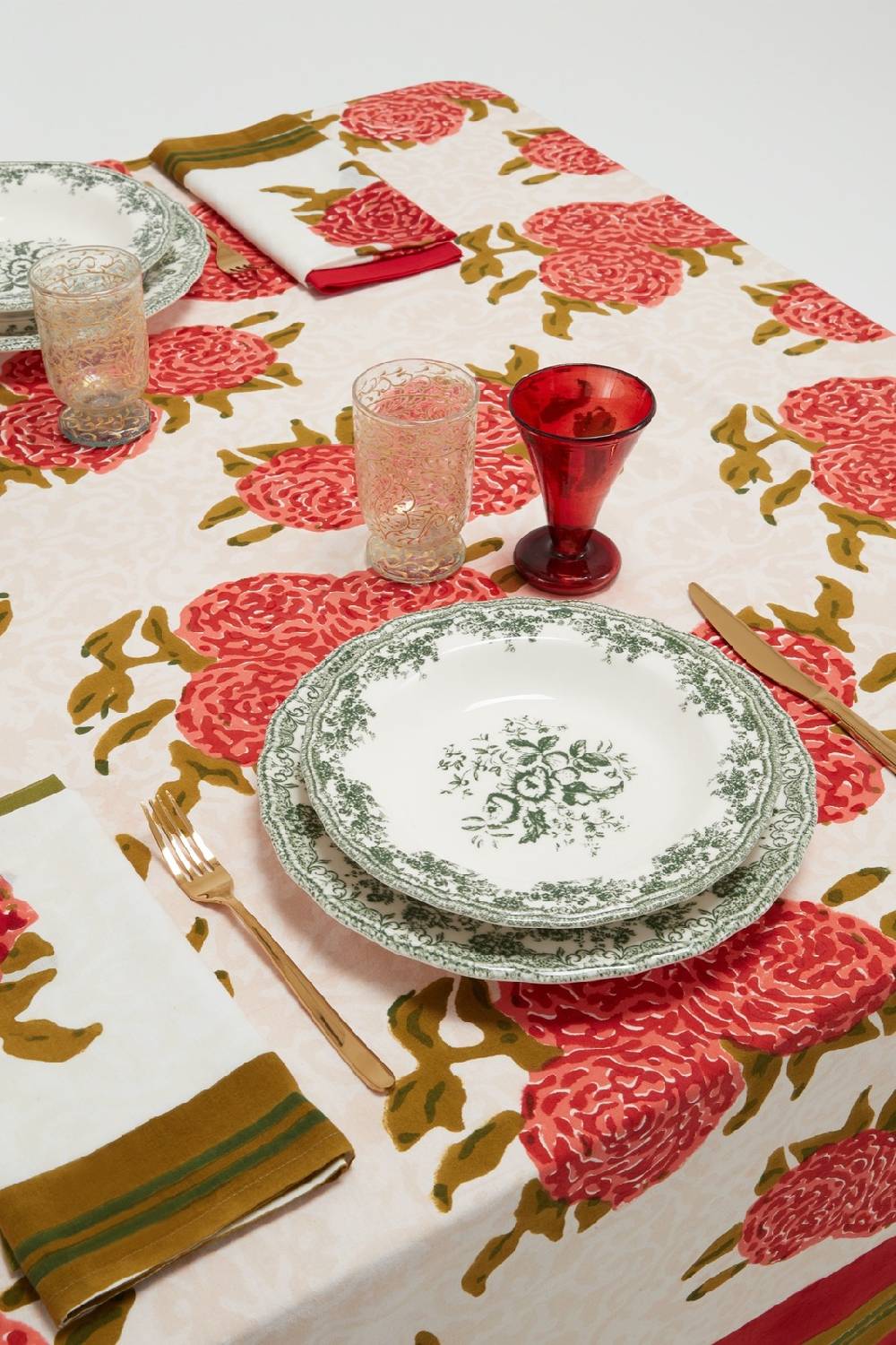 Lisa Corti Telo Cotone 180x180cm Leopard Bouquet Red