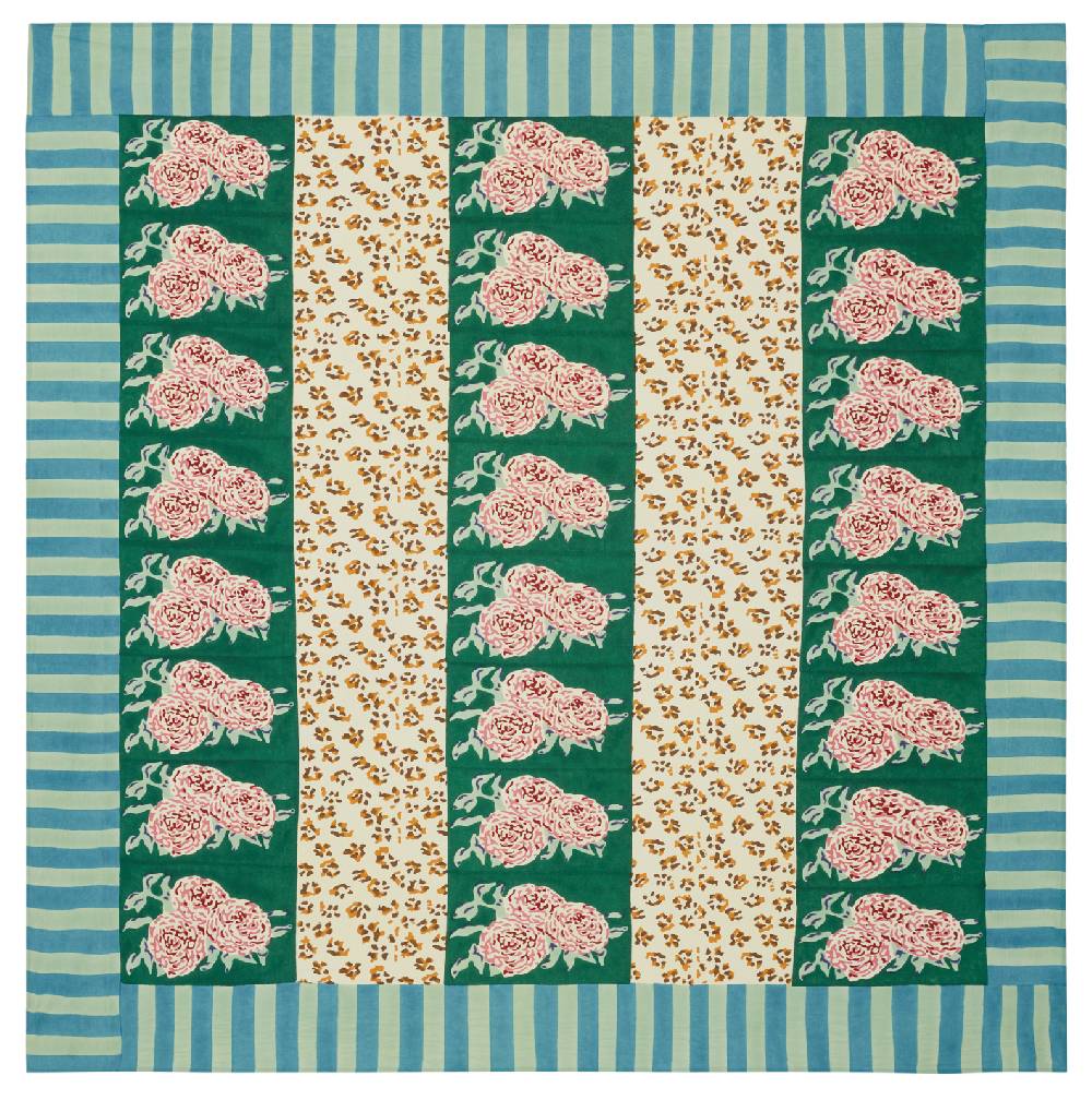 Lisa Corti Telo Cotone 180x180cm Leopard Stripes Green