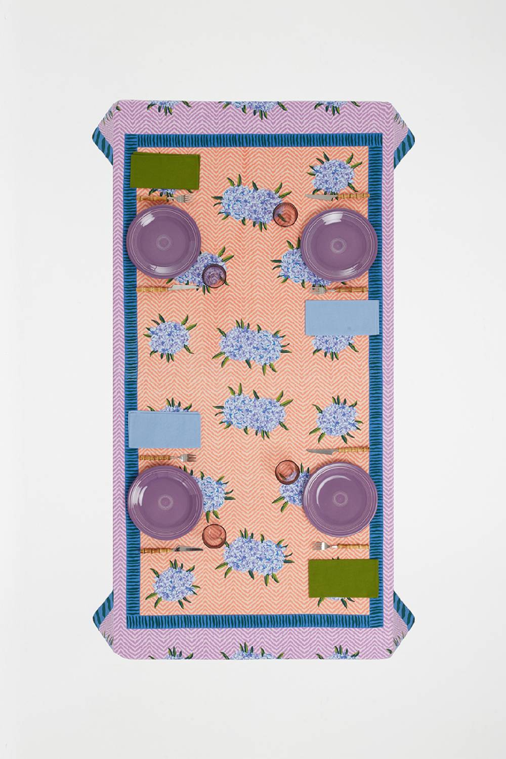 Lisa Corti Telo Cotone 180x180cm Oleander Lilac Peach