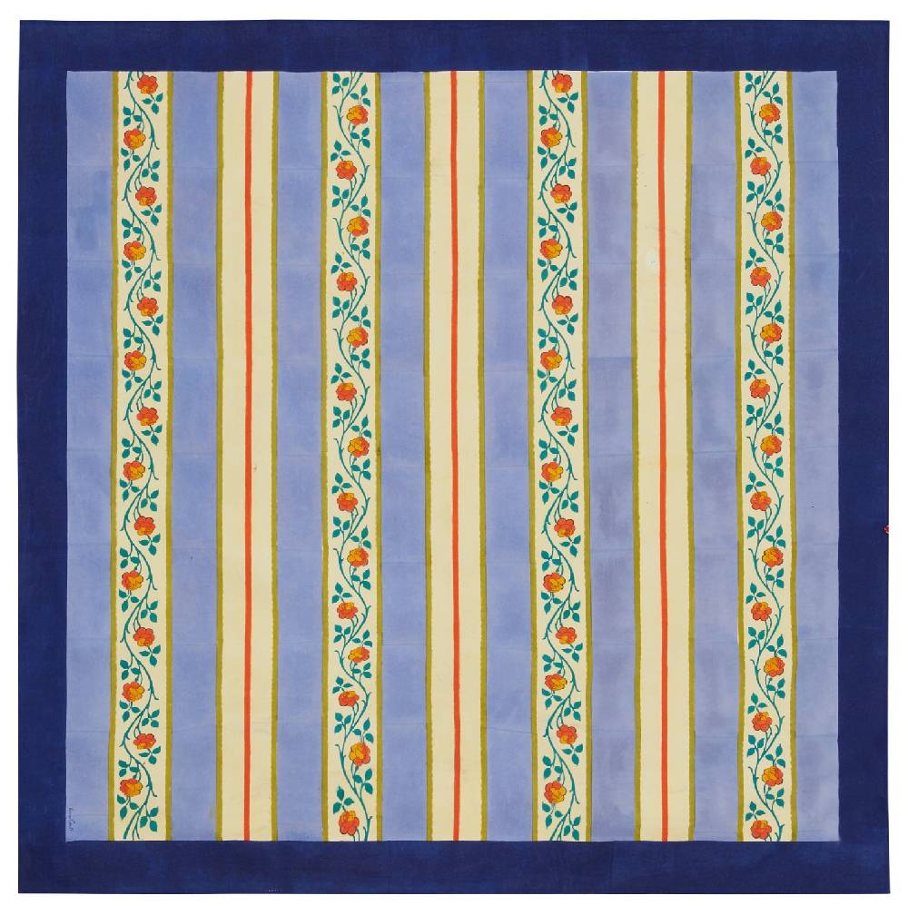 Lisa Corti Telo Cotone 180x180cm Varanasi Stripes Pervinch