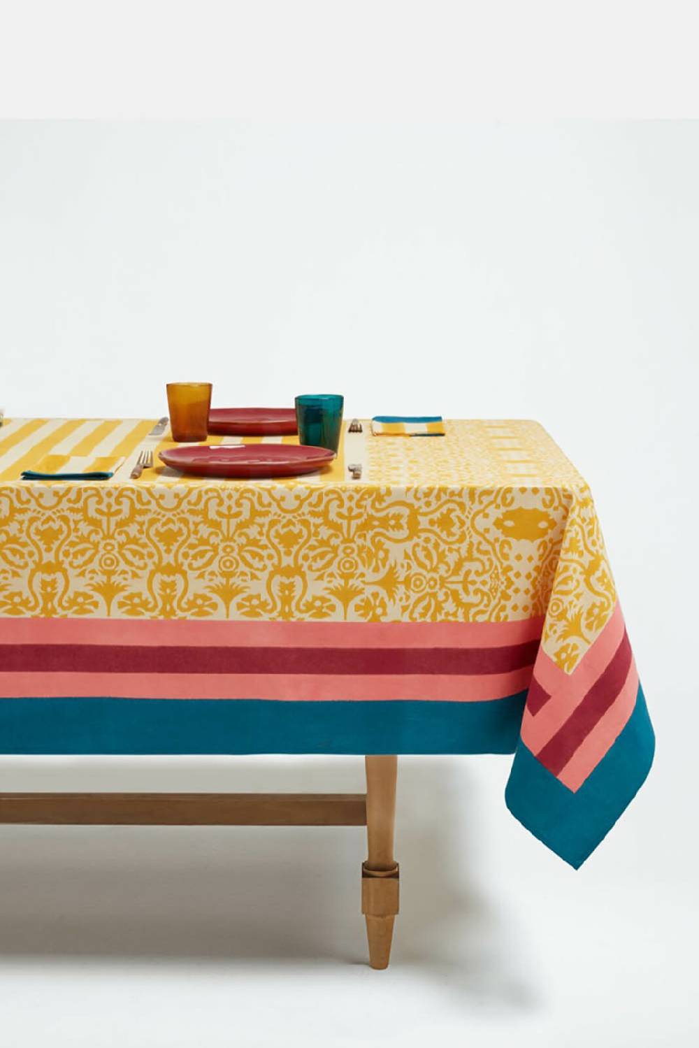 Lisa Corti Telo Cotone 180x270cm Damask Design Gold