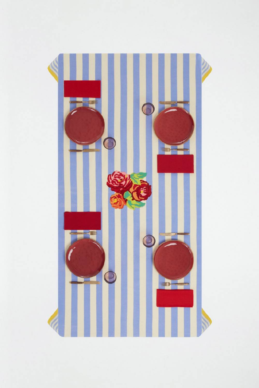 Lisa Corti Telo Cotone 180x270cm La Veste X Lisa Corti Nizam Stripes Light Blue Natural