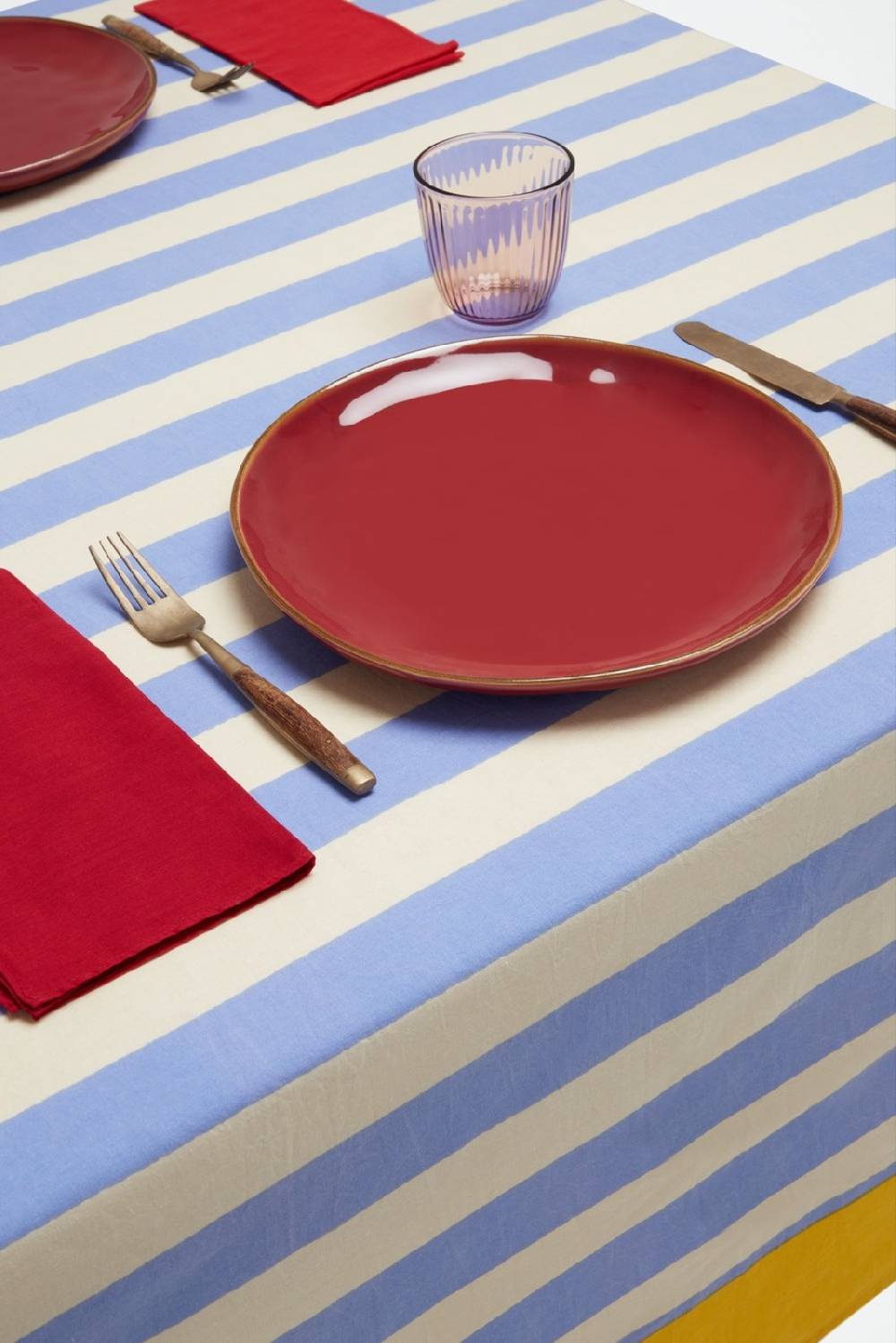 Lisa Corti Telo Cotone 180x270cm La Veste X Lisa Corti Nizam Stripes Light Blue Natural