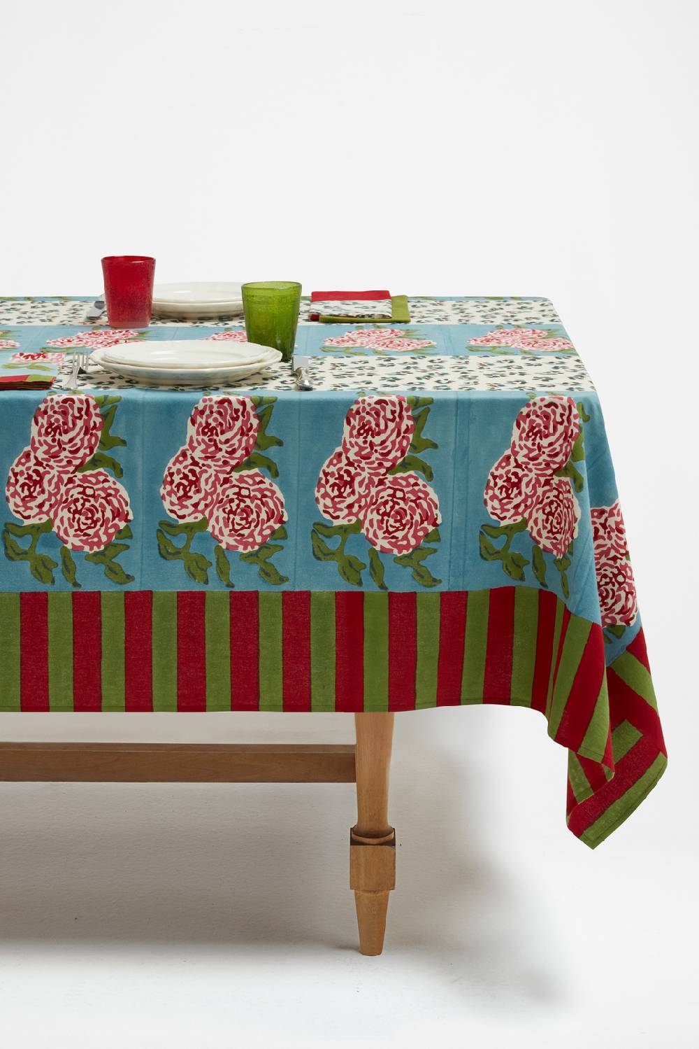 Lisa Corti Telo Cotone 180x270cm Leopard Stripes Sky