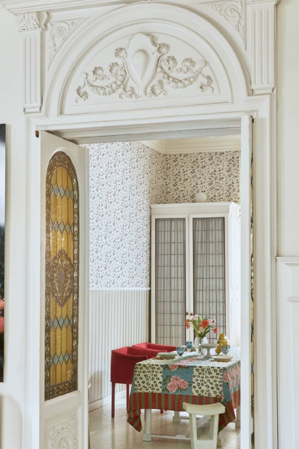 Lisa Corti Telo Cotone 180x270cm Leopard Stripes Sky