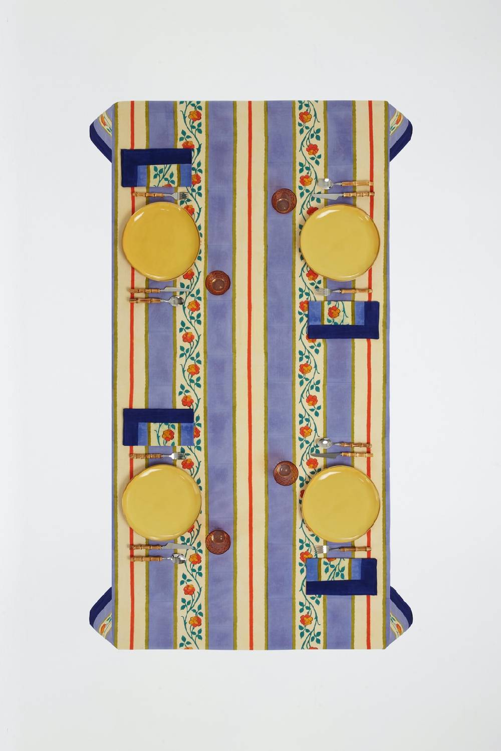 Lisa Corti Telo Cotone 180x270cm Varanasi Stripes Pervinch