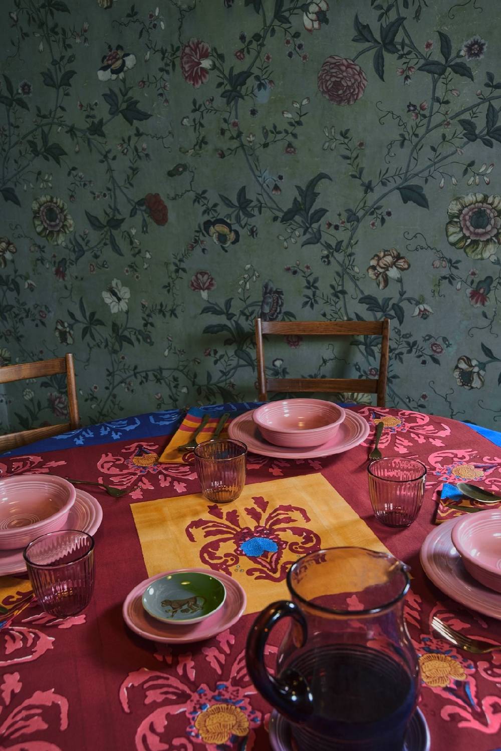 Lisa Corti Telo Cotone 180x350cm Brocade Royal Blue