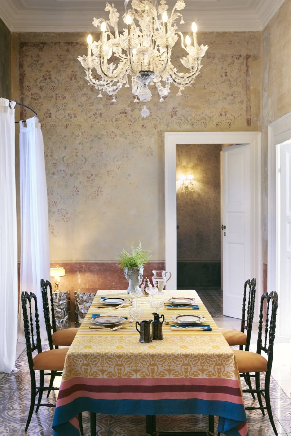 Lisa Corti Telo Cotone 180x350cm Damask Design Gold