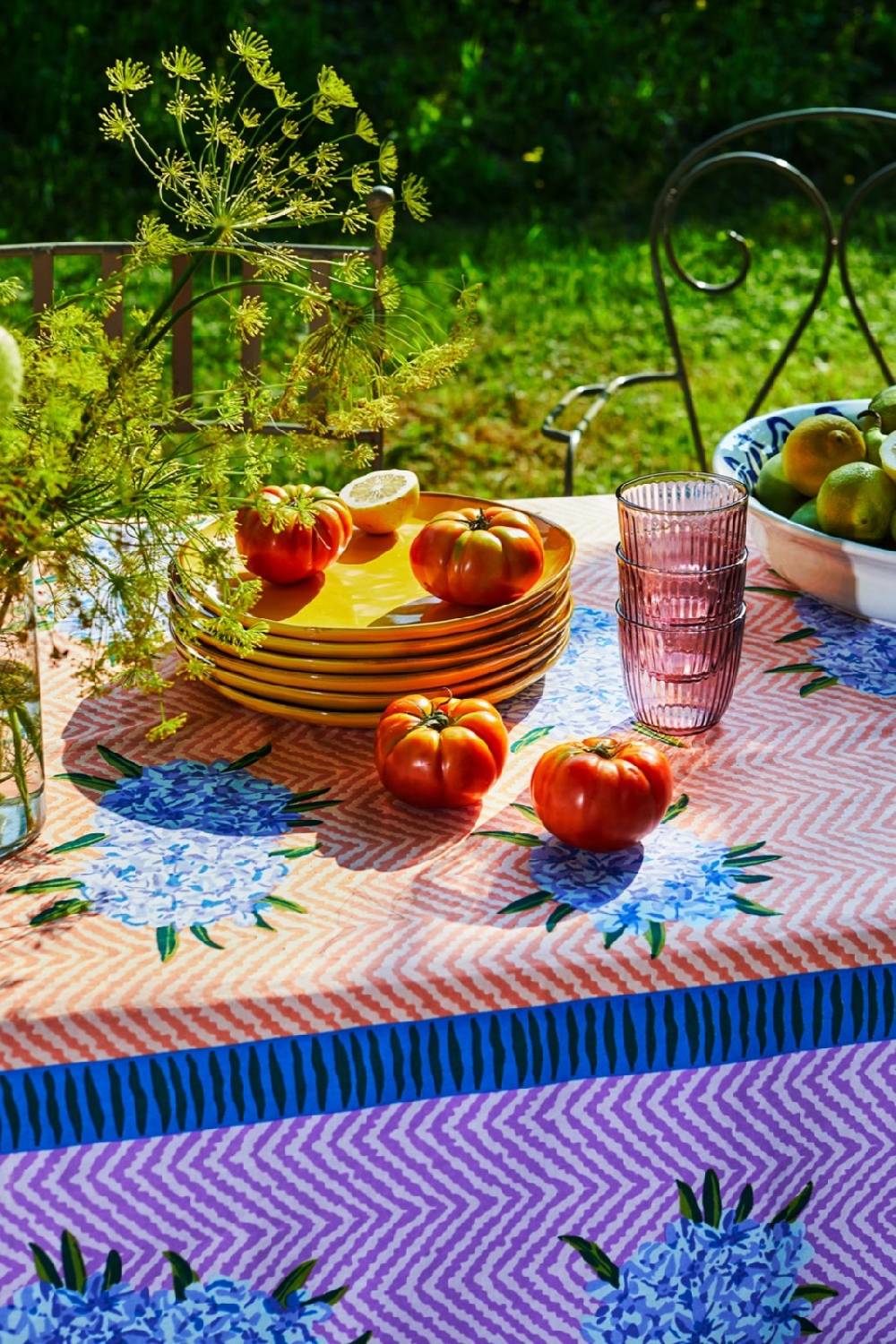 Lisa Corti Telo Cotone 180x350cm Oleander Lilac Peach