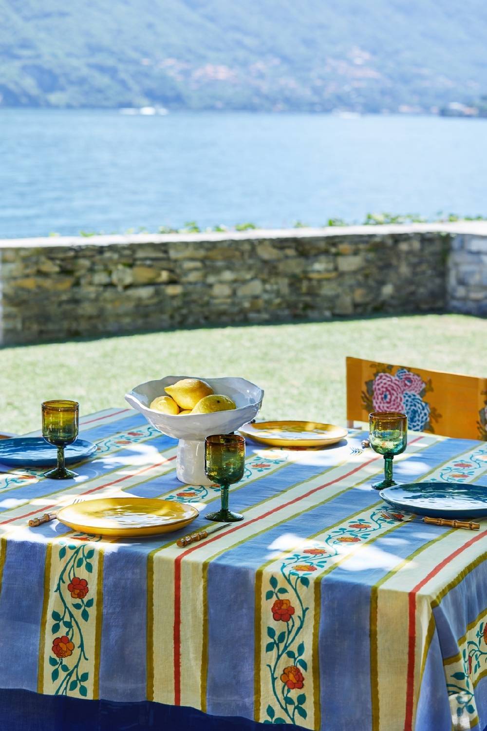 Lisa Corti Telo Cotone 180x350cm Varanasi Stripes Pervinch